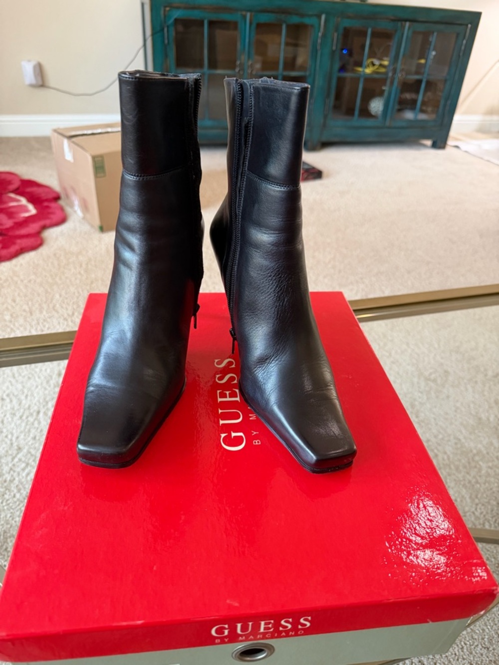 Women’s black leather half boots